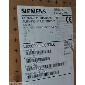 Original SKF Rolling Bearings Siemens SITRANS P. TRANSMITTER 7MF-4233-1FA22-1NC6-Z A02+B21 NEW IN  BOX